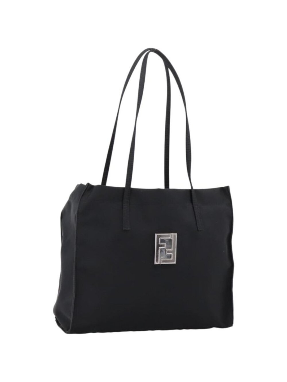 FENDI Shoulder Bag Nylon Black Silver